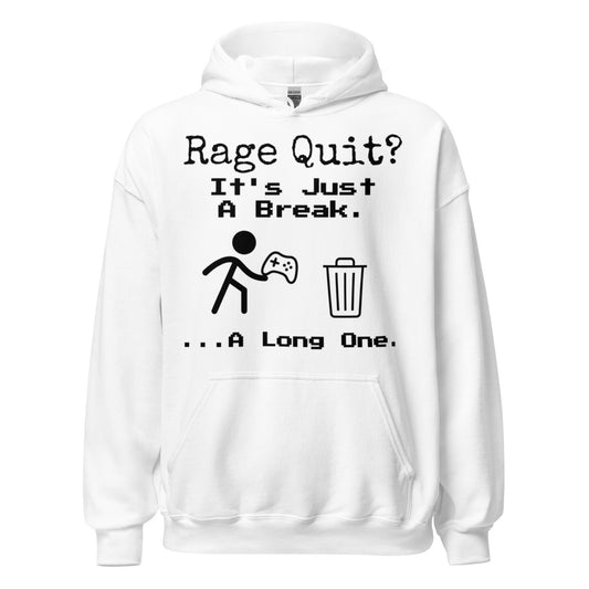 Rage Quit - White Hoodie